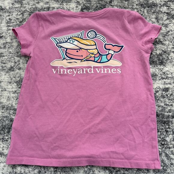 Vineyard Vines Volleyball Girls Shirt Size Small Pink Front Pocket Short Sleeve - Picture 7 of 9